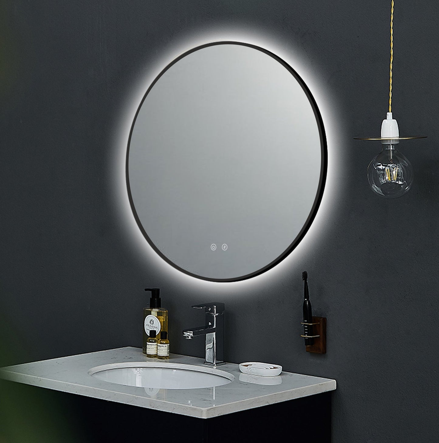 LED-spegel Ares Black