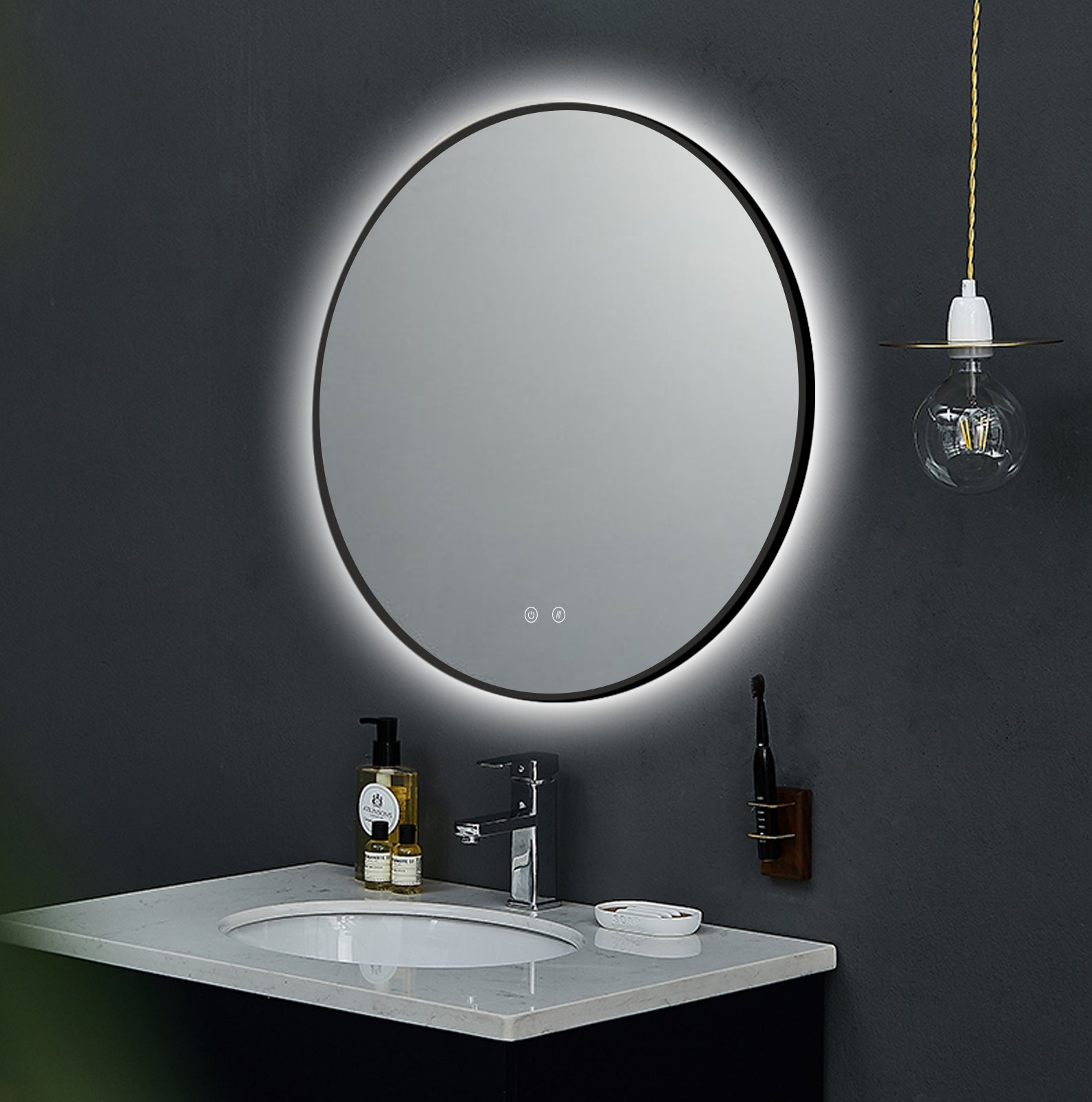 LED-spegel Ares Black