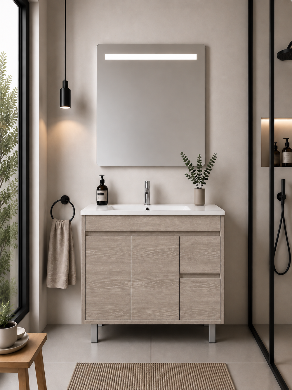 Badrumsmöbel ISQUIA med handfat · Ek Smoky