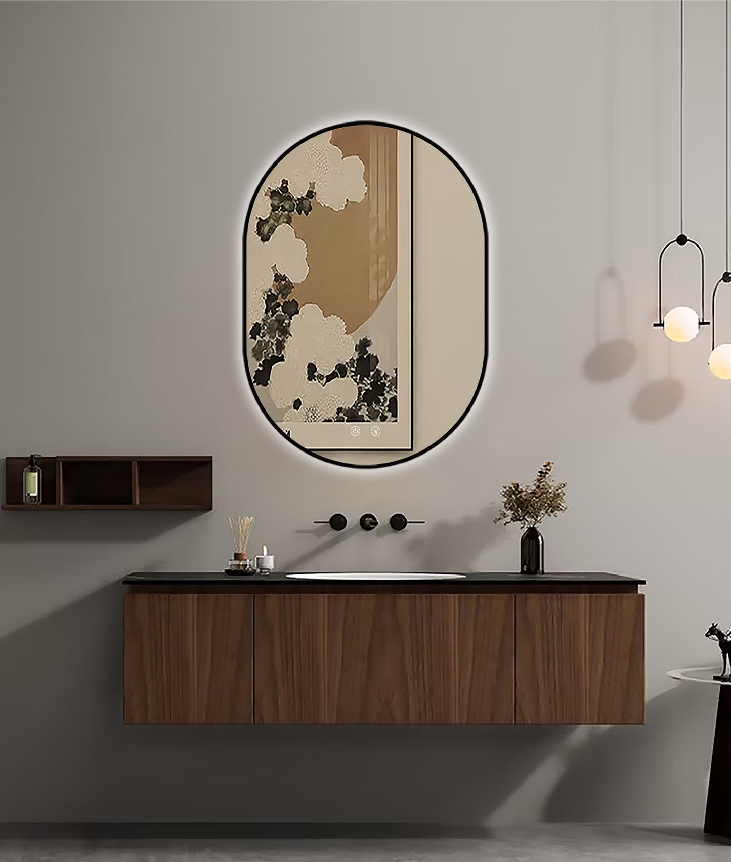 LED-spegel Selene svart