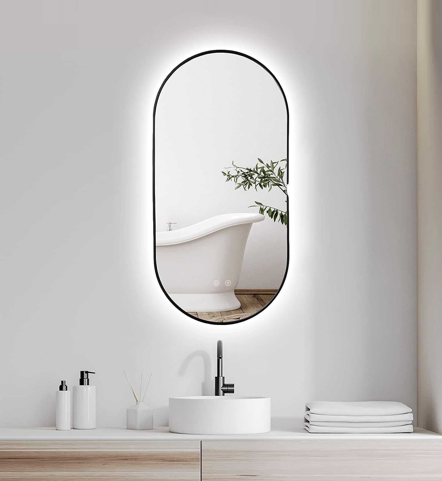 LED-spegel Selene Gold & Black