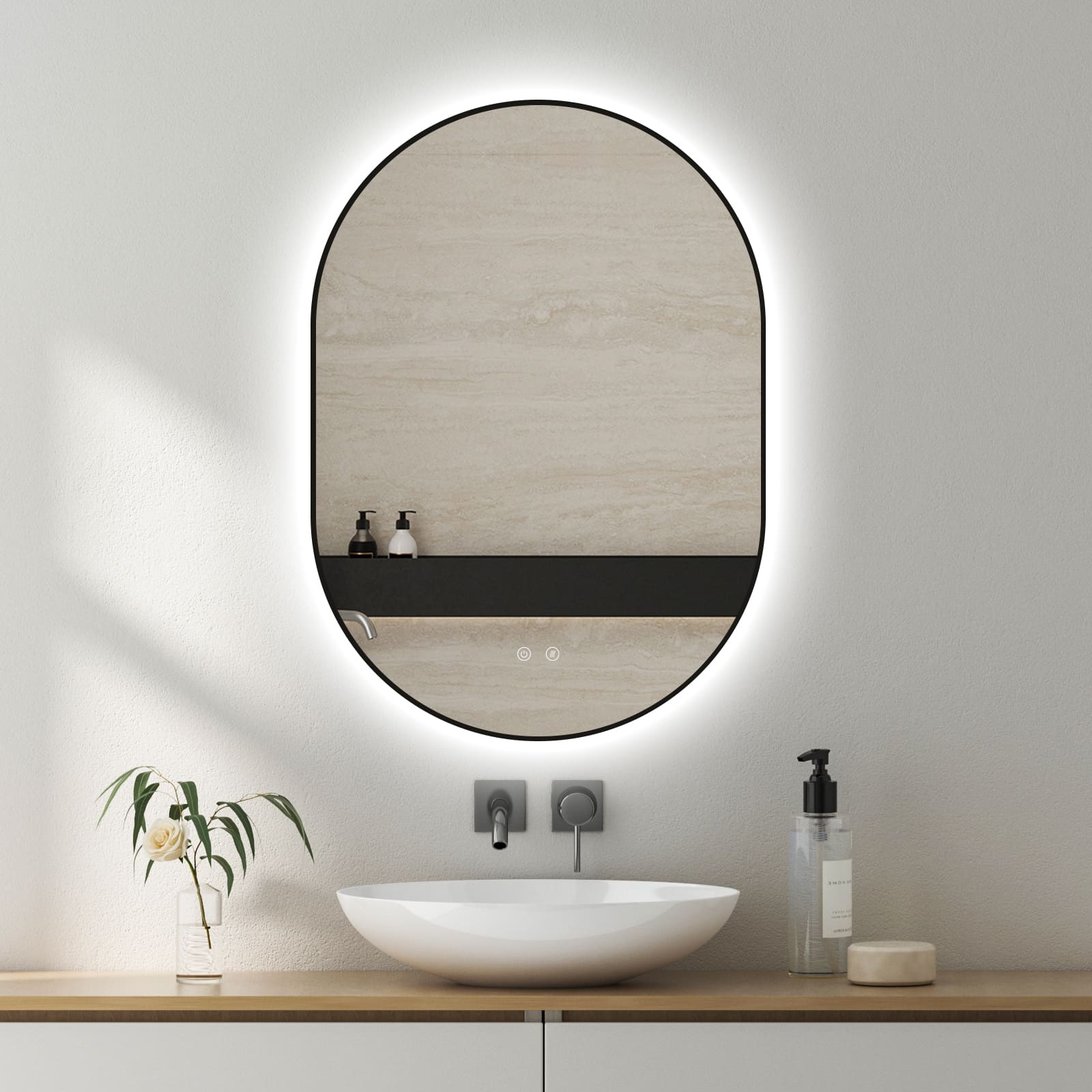 LED-spegel Selene Gold & Black