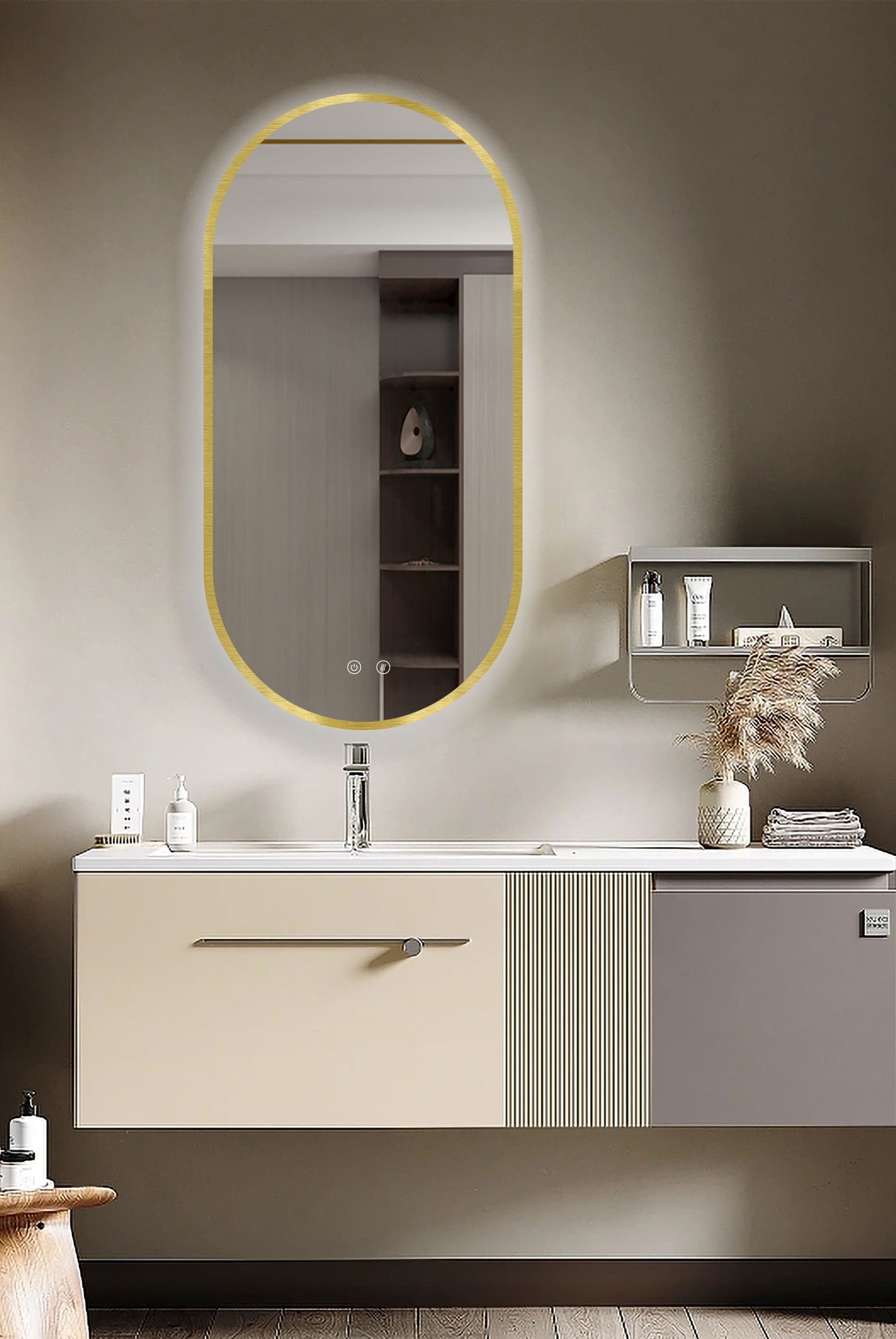 LED-spegel Selene Gold & Black