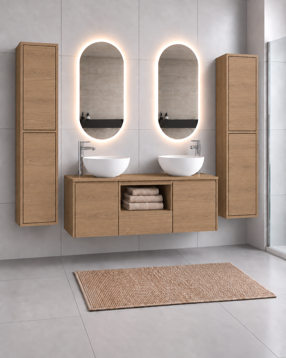 Badrumsmöbel AMALFI 120 DOBLE med 2 tvättställ · Estepa