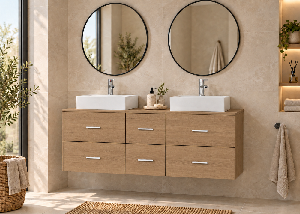 Badrumsmöbel MILOS 121 med 2 handfat LIBRA · Estepa
